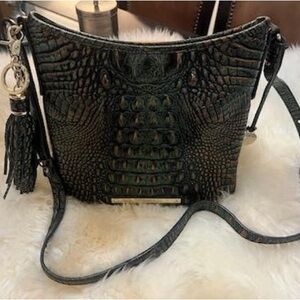 Brahmin Dark Green Crocodile Crossbody Bag